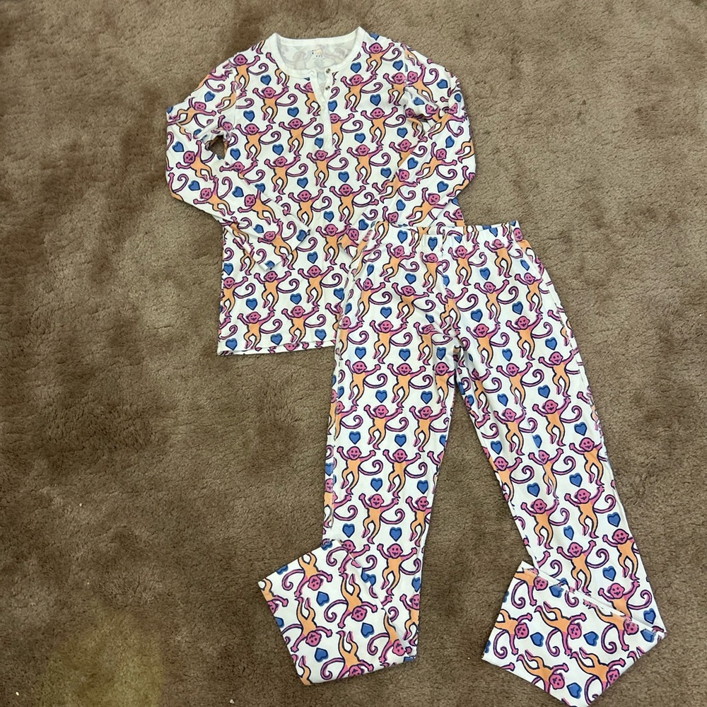 Roller Rabbit Lovely Monkey Pima Cotton Long Sleeve Pajamas XXS - Picture 6 of 11